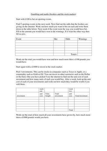 gambling worksheets|Iba pa.
